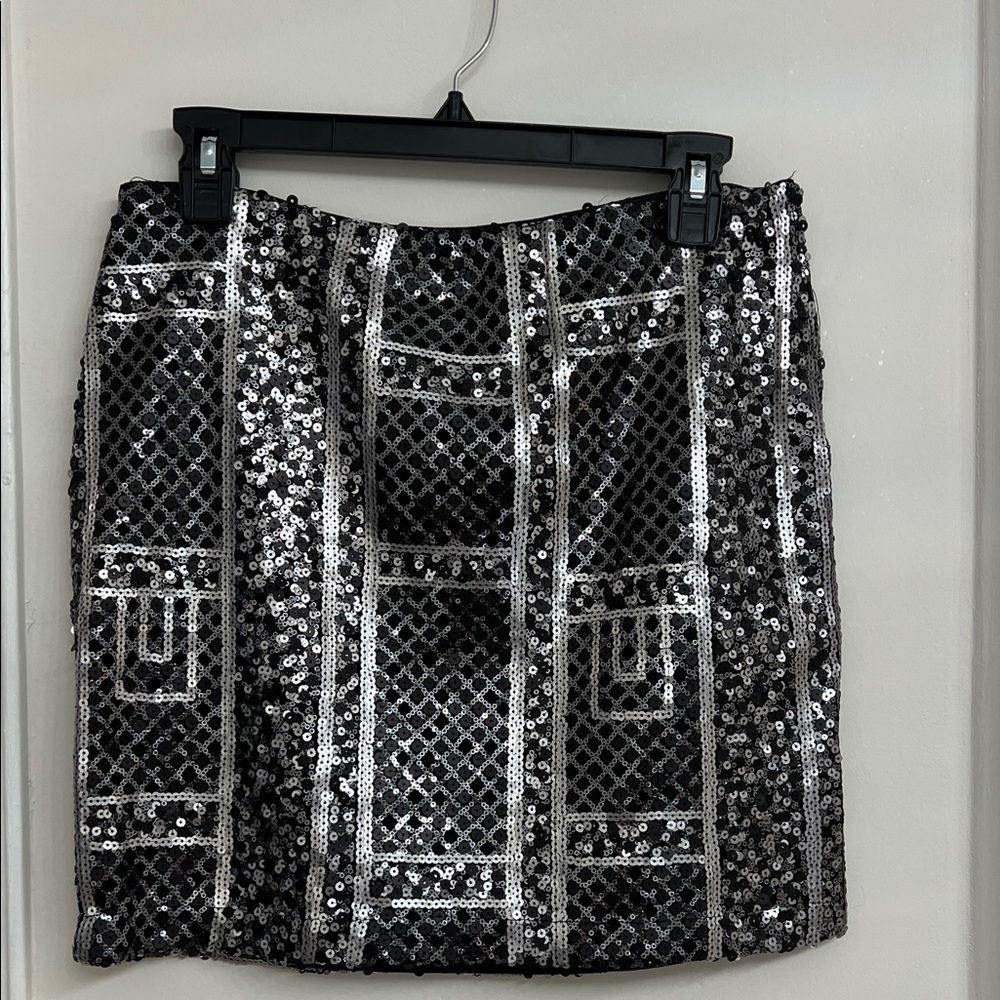 Sequin Black and Silver Skirt by ABS platinum